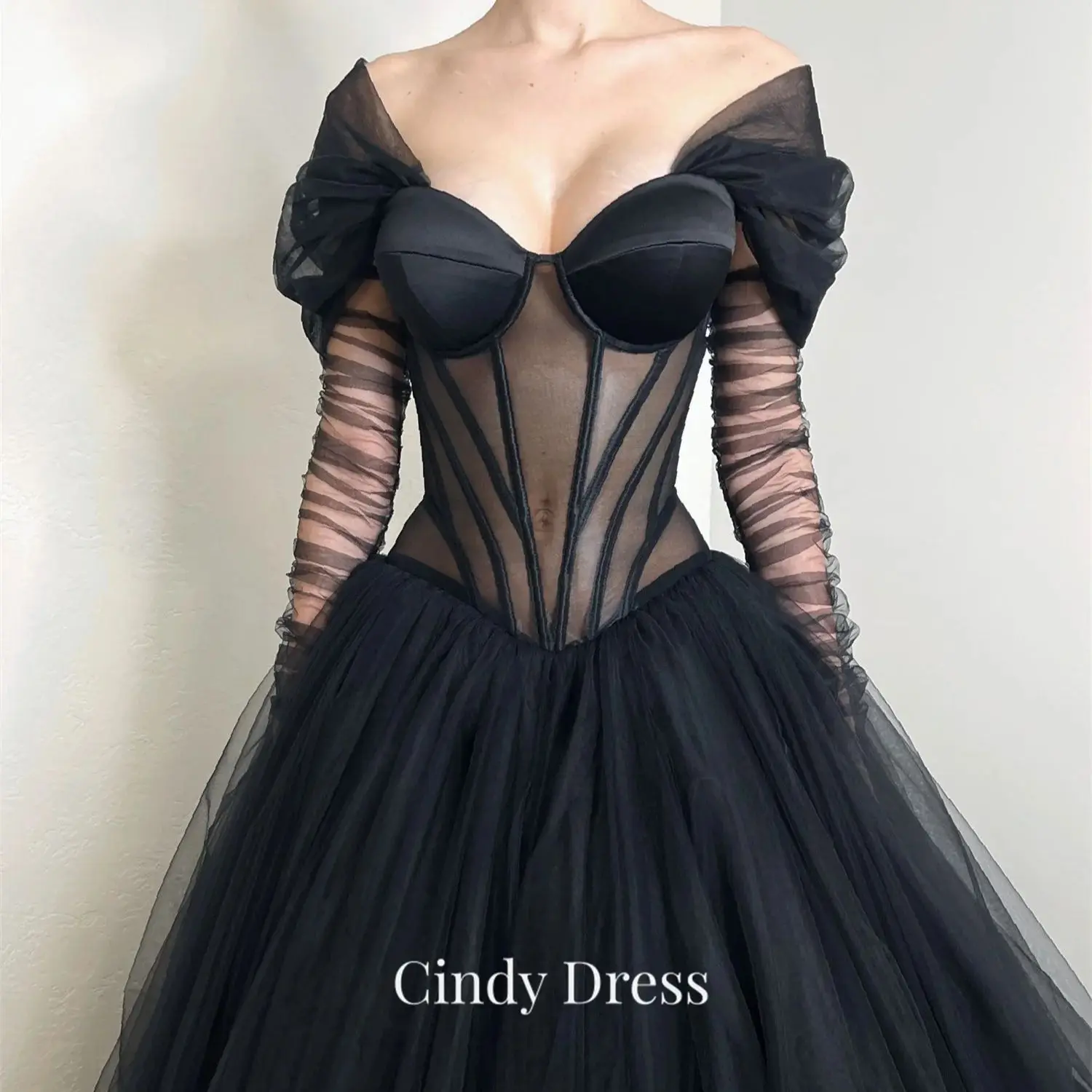 

Cindy Gothic Wedding Dress Party Dresses Hollow Gala Evening Elegant Luxury Celebrity Black Prom Sweetheart Women 2024 Mesh Long