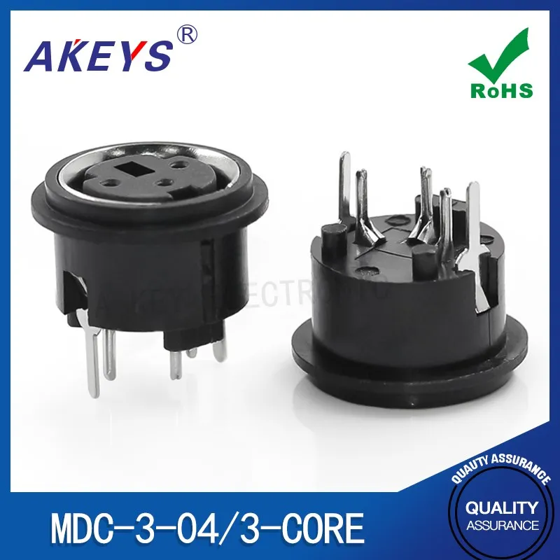 MDC-3-04 Circular S-terminal Base Keyboard Plug, Three Core Socket, Female Copper DIN Socket, 5 Legs, 3 Pins