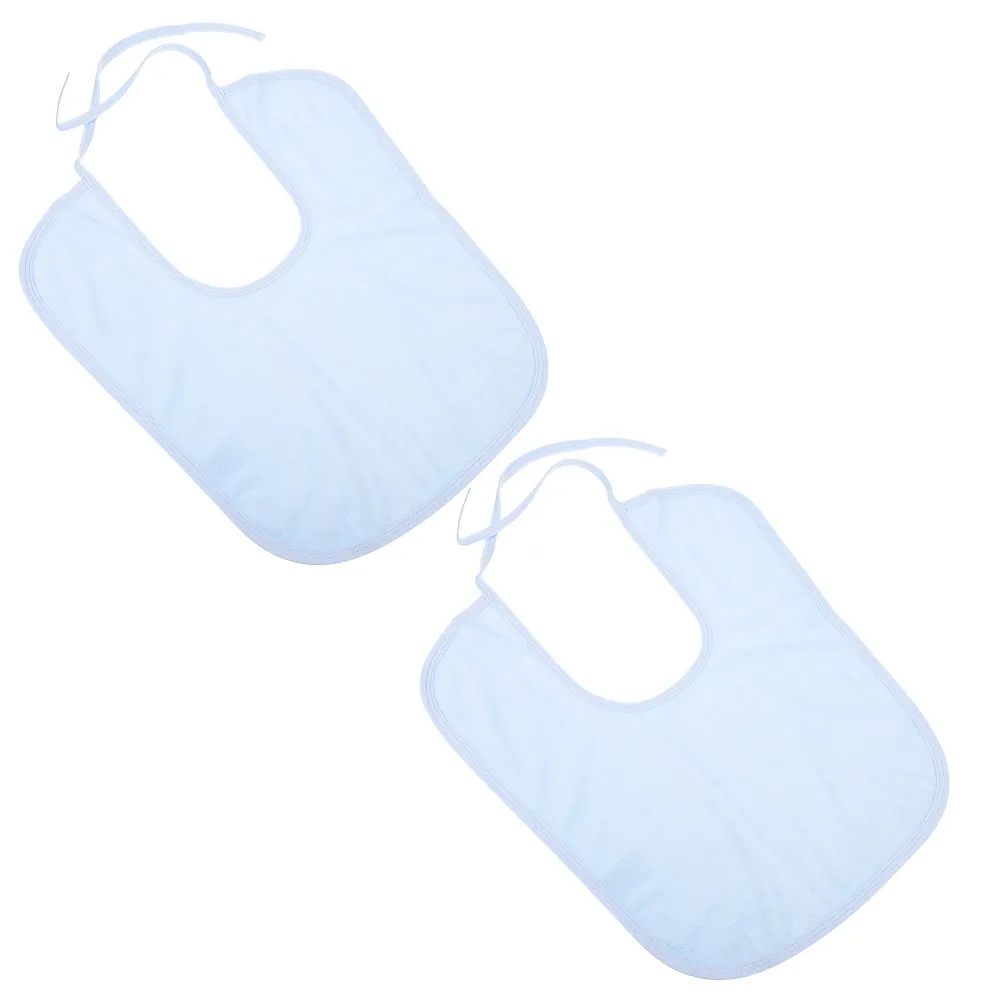 2Pcs Elderly Bib Waterproof Adjustable Adult Apron Clothing Protector Reusable Portable Meal Bib Burp Cloth for Seniors
