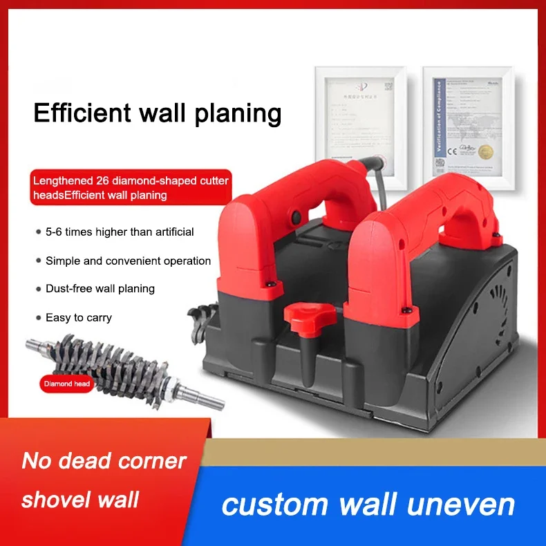 Raboteuse murale électrique automatique, rectifieuse, grattage sans poussière, mastic, pulvérisation de poudre, revêtement, artefact