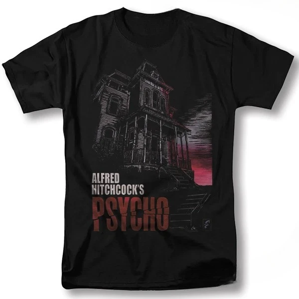 Camiseta Psycho Bates Motel com design gráfico vintage do filme Alfred Hitchcock