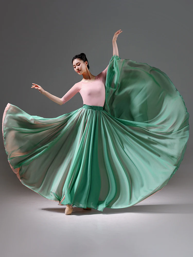 

Classical Dance Skirt f-length Double-layered 720-deee Rotation Large Swinging Skirt Stage Performance Ethnic Dance Dr