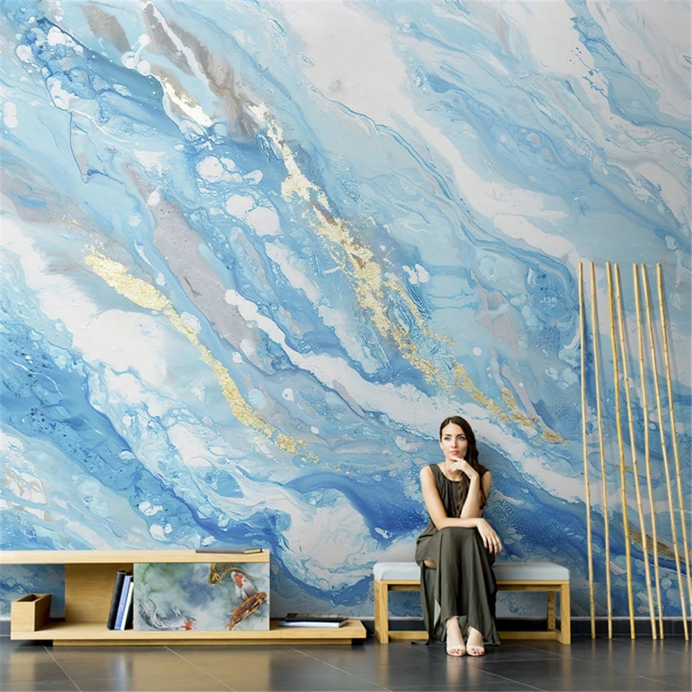 custom European Blue Marble Wallpapers home decoration Modern Mural TV Background Decor self-adhesive Wall Stickers Living Room