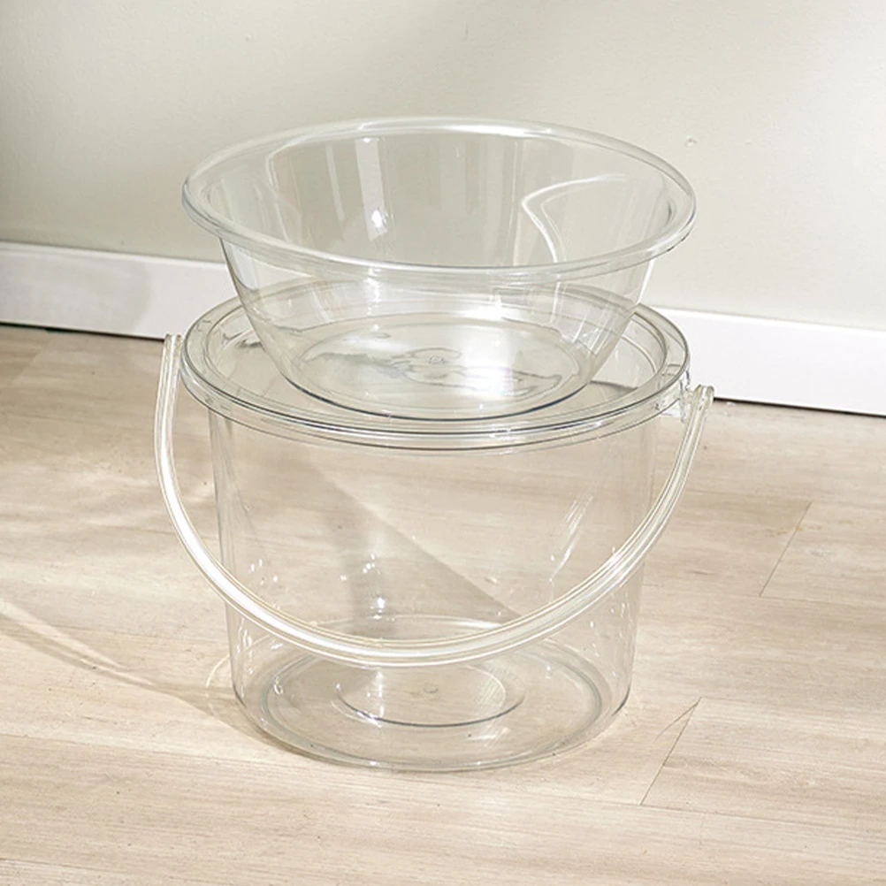 

Clear Bucket With Handle Washing Basin Transparent Face Bowl For Facial Cleaning Portable Plastic Pail Laundry Mopping Household