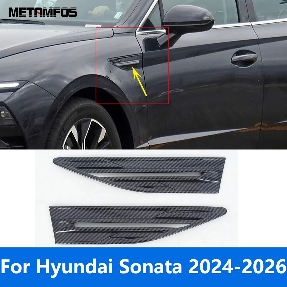 

For Hyundai Sonata 2024 2025 2026 Carbon Fiber Front Door Side Fender Base Cover Trim Decoration Sticker Exterior Accessories