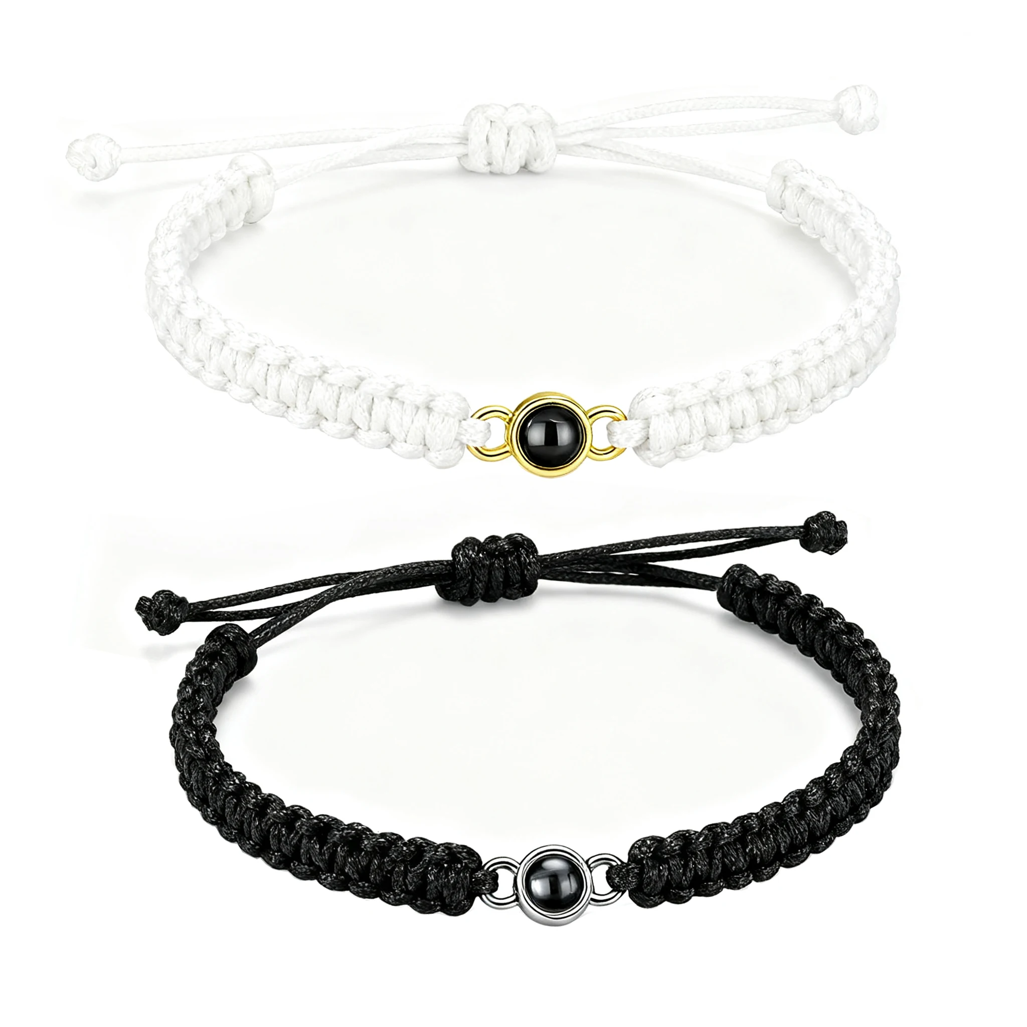 

YOUSHANG Custom Couples Photo Projection Bracelet Adjustable Handwoven Personalized Pet Photo Christmas Jewelry Gift