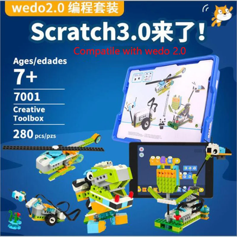 

Образовательные функциональные детали WeDo 2,0, совместимый Набор строительных блоков 45300 Core, игрушки «сделай сам», рождественские подарки