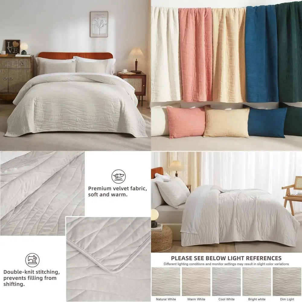 

Велюровое покрывало, ультрамягкий комплект постельного белья, легкий стеганый велюровый комплект с одеялом и 2 наволочками (размер King/Канадский размер)