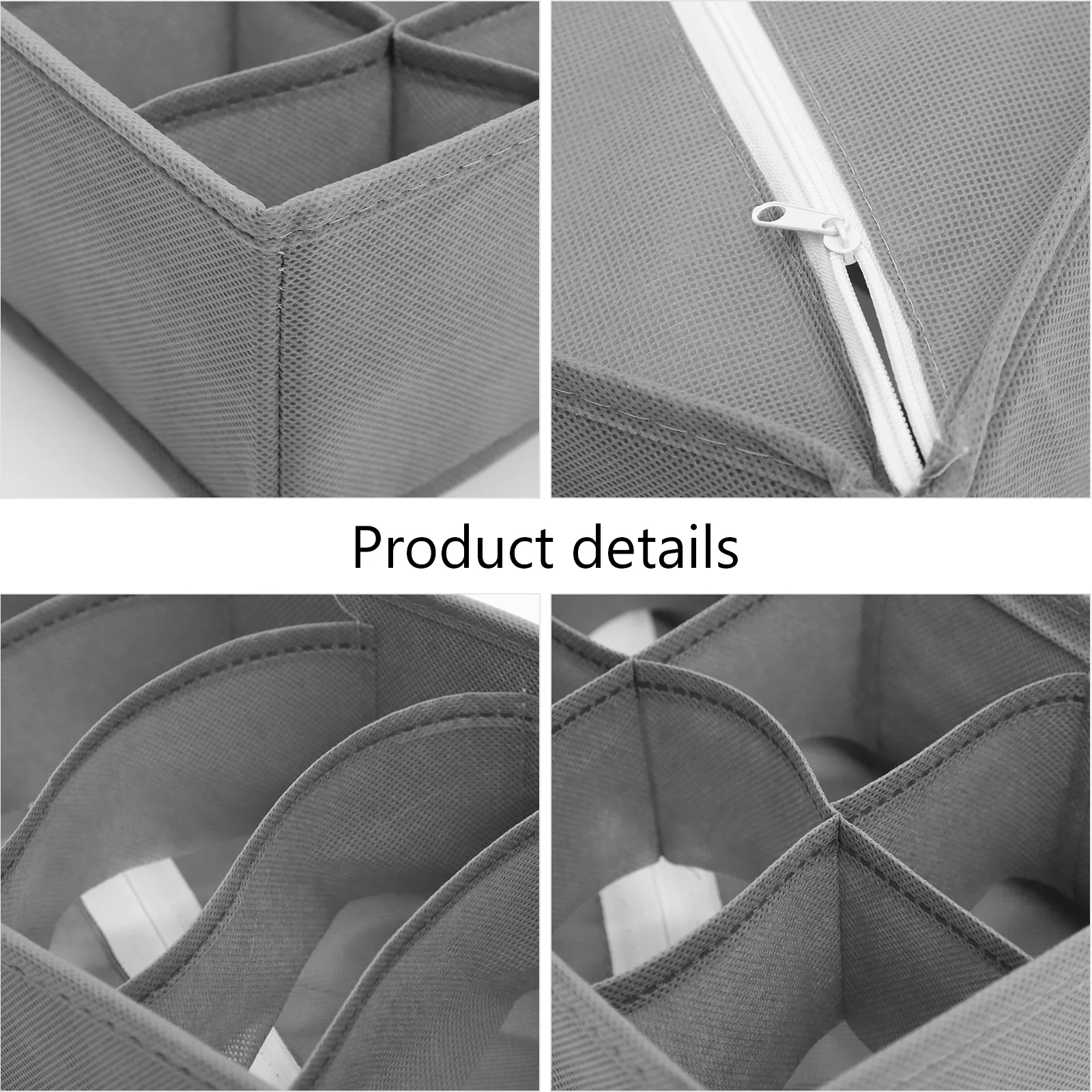 

4pcs Underwear Storage Box Dark Grey Foldable Dresser ganizer Sock Bra Tie Container Households Clothes