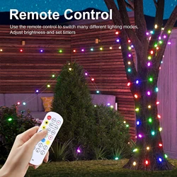 20 meter solar Christmas light string with warm white/illusory light remote control, rechargeable garden Christmas decoration.