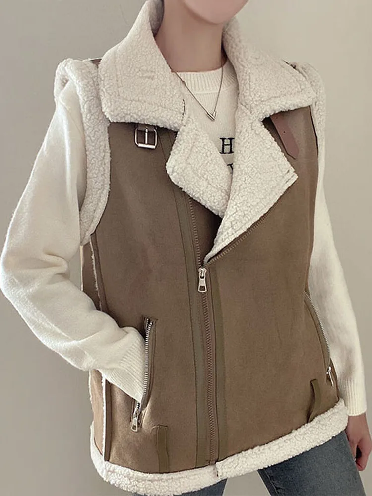 

Korean Sle Faionable Thiened Leather Fur Vest Women's Outerwear 2025 New Autumn Winter Layered Wear eepskin Jaet