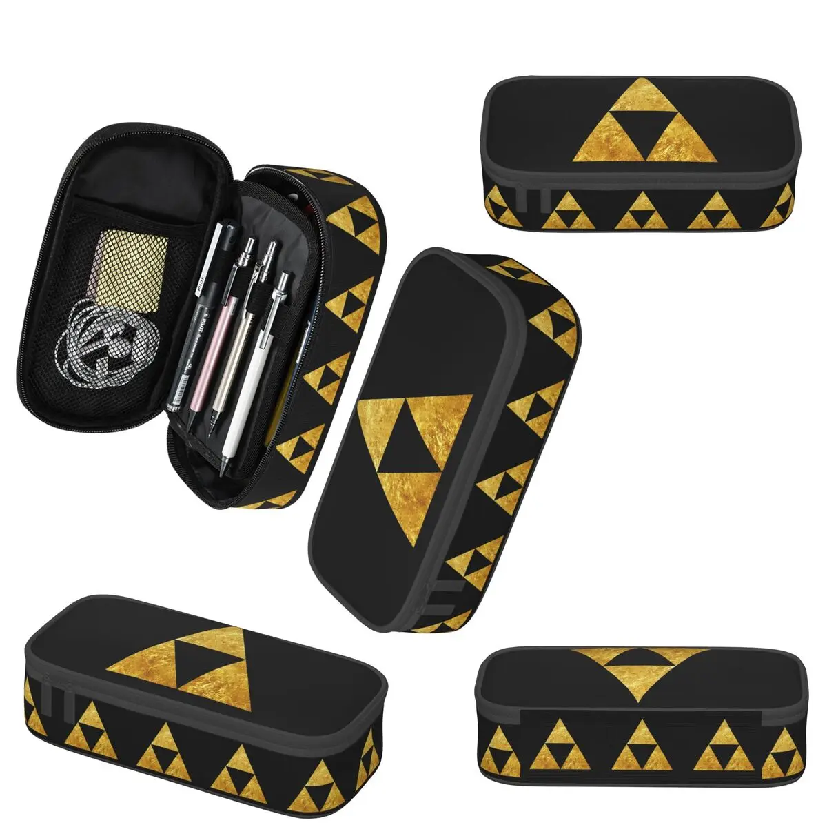 Gouden Triforce symbool Zelda etui voor jongen meisje school pennendoos potlood tas briefpapier pennenhouder tas