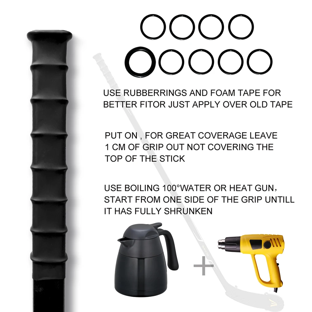 Empuñadura de palo de Hockey sobre hielo, funda termorretráctil, cinta de agarre de Hockey, cinta de palo de Hockey, funda termorretráctil, agarre