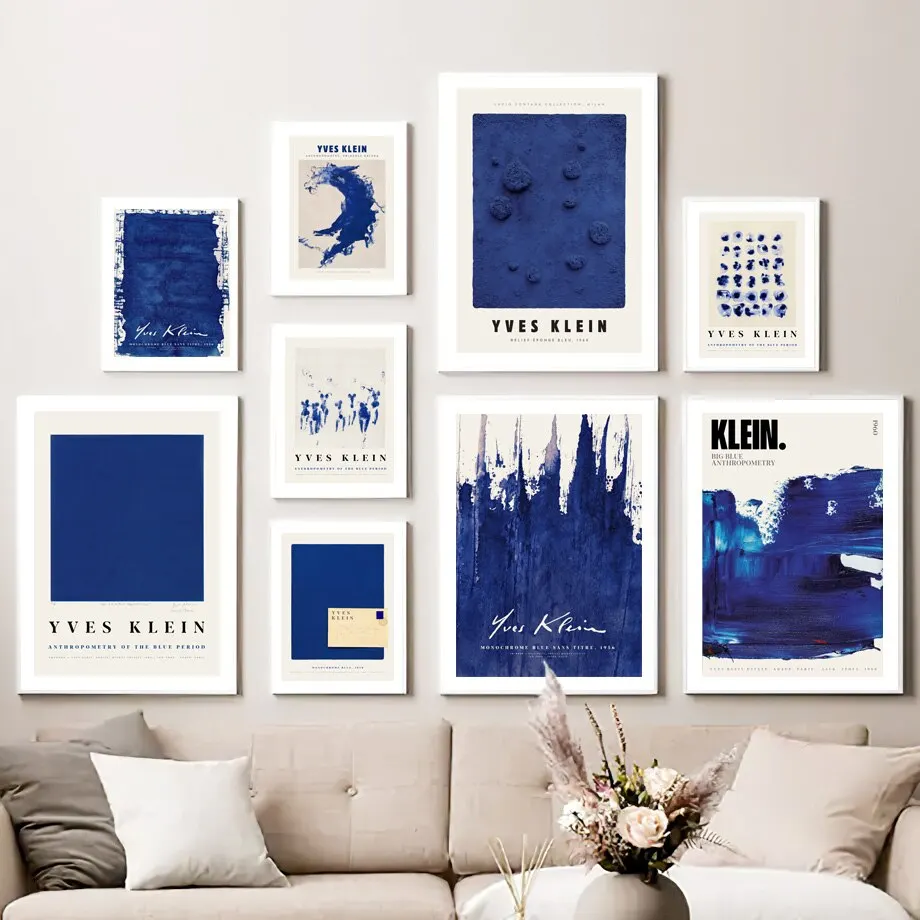 Cuadro sobre lienzo para pared moderno inspirado en Yves Klein para decoración para sala de estar, impresiones de carteles nórdicos azules