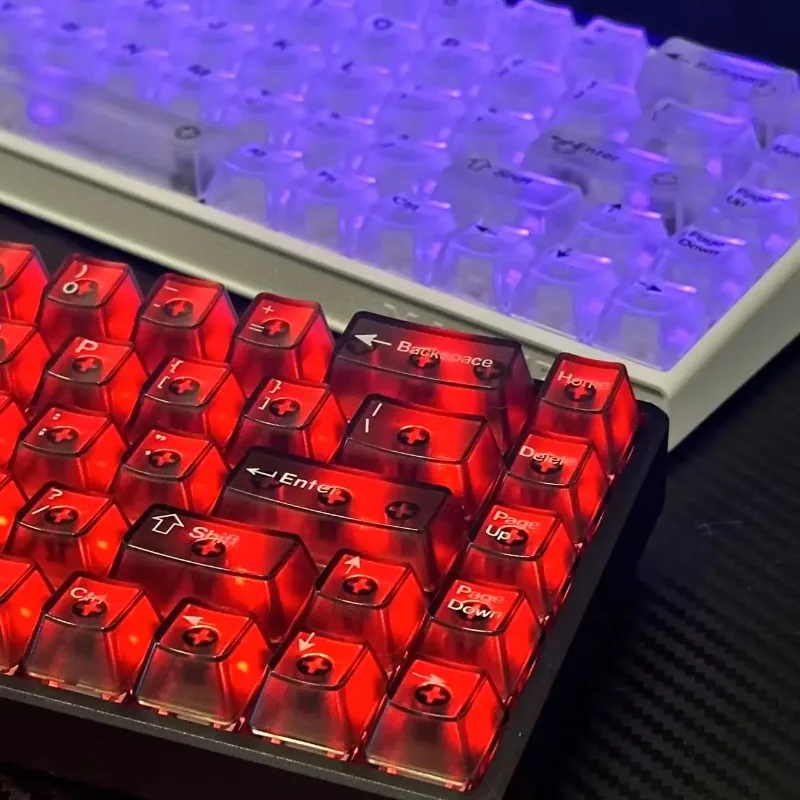 

PC material fog transparent keycaps OEM height clear aesthetic keycaps for mechanical keyboard