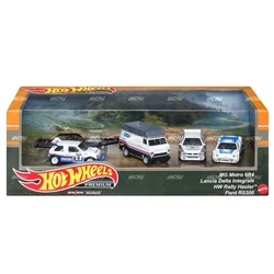 Original Hot Wheels Premium Alloy Car Model 1/64 Garage Scene Display Toys for Boys Lancia Delta Ford Hw Rally Hauler Metro Set