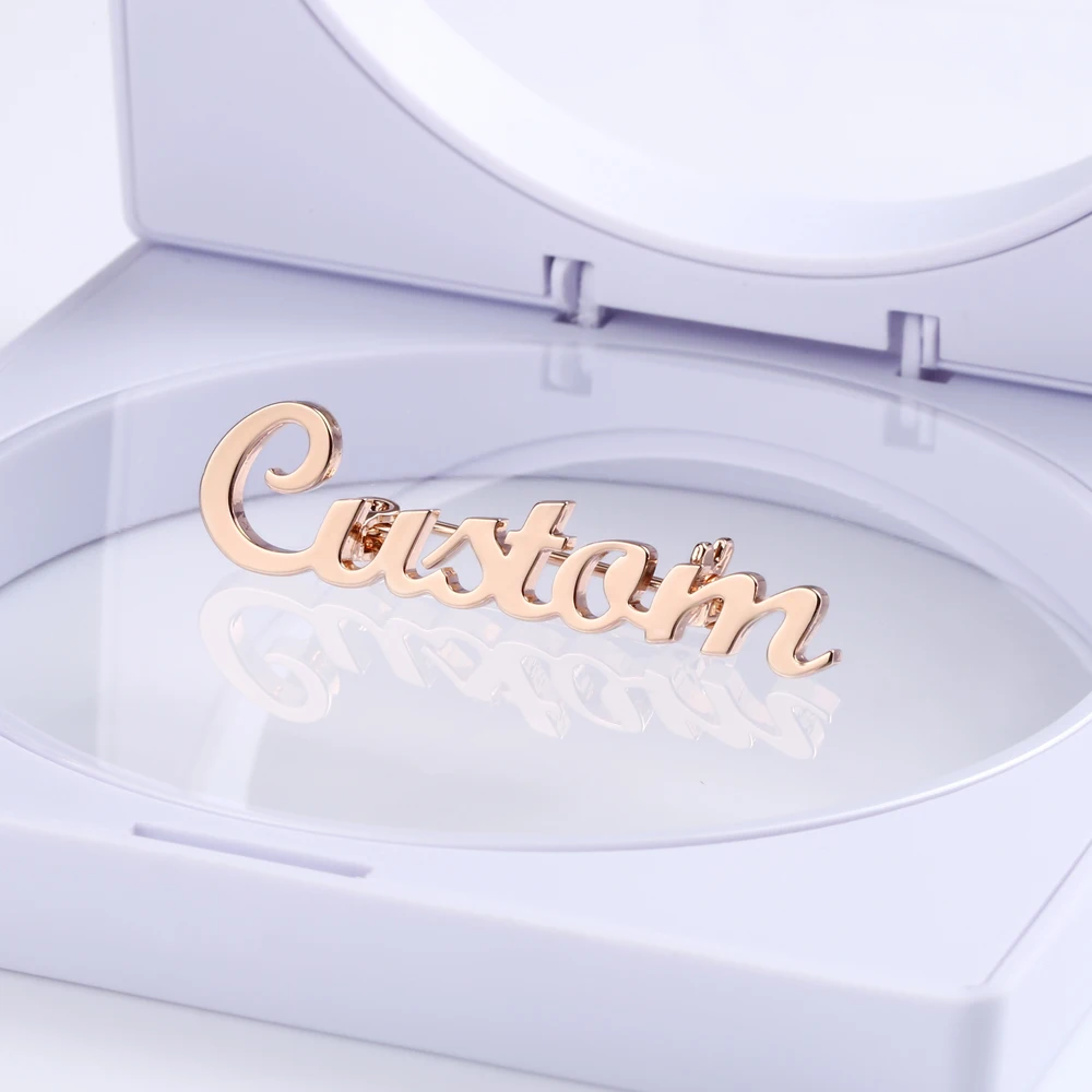 Personalized Fashion Custom name Brooch luxury high-quality stainless steel Jewelry Brooch For Women Initial Letter Lapel Pins