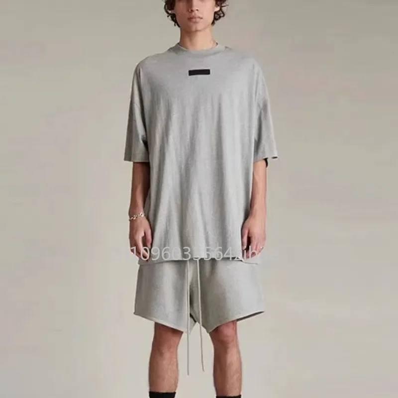 

Комплекты мужских футболок 24SS Double Line: весенне-летние дизайнерские футболки класса люкс с резиновой полосой и надписями, свободные футболки для пар от дизайнерского бренда