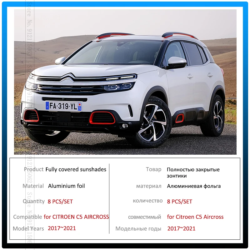 Pełne pokrycie osłony przeciwsłoneczne dla Citroen C5 Aircross 2017 2018 2019 2020 2021 2022 osłona przeciwsłoneczna samochodu osłona boczna szyba