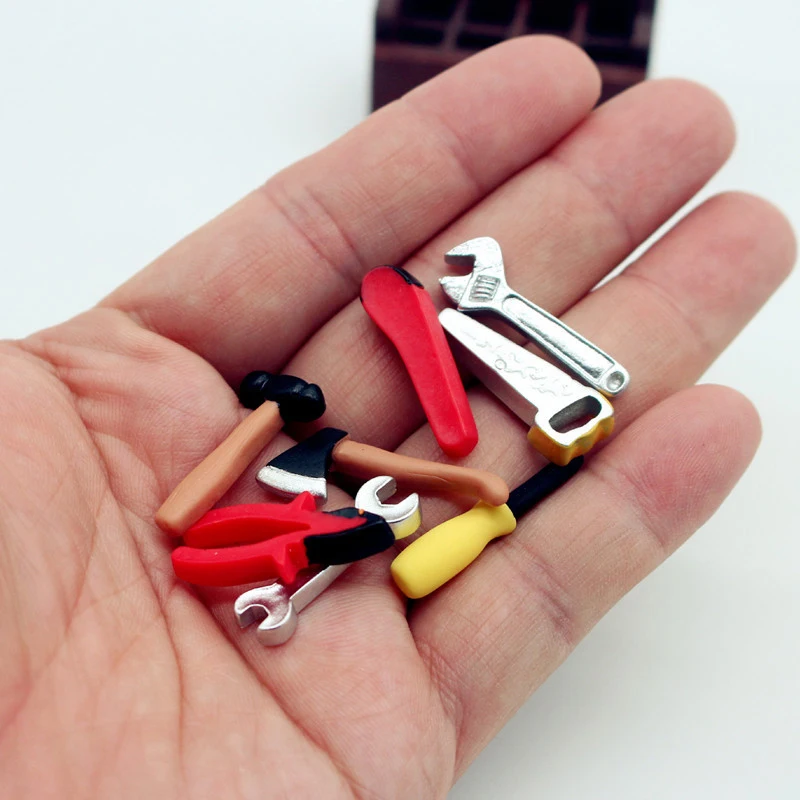 1Set 1:12 Dollhouse Miniature Toolbox Handmade Tools Sets Model Furniture Accessories For Doll House Decor Toys Decorative Props