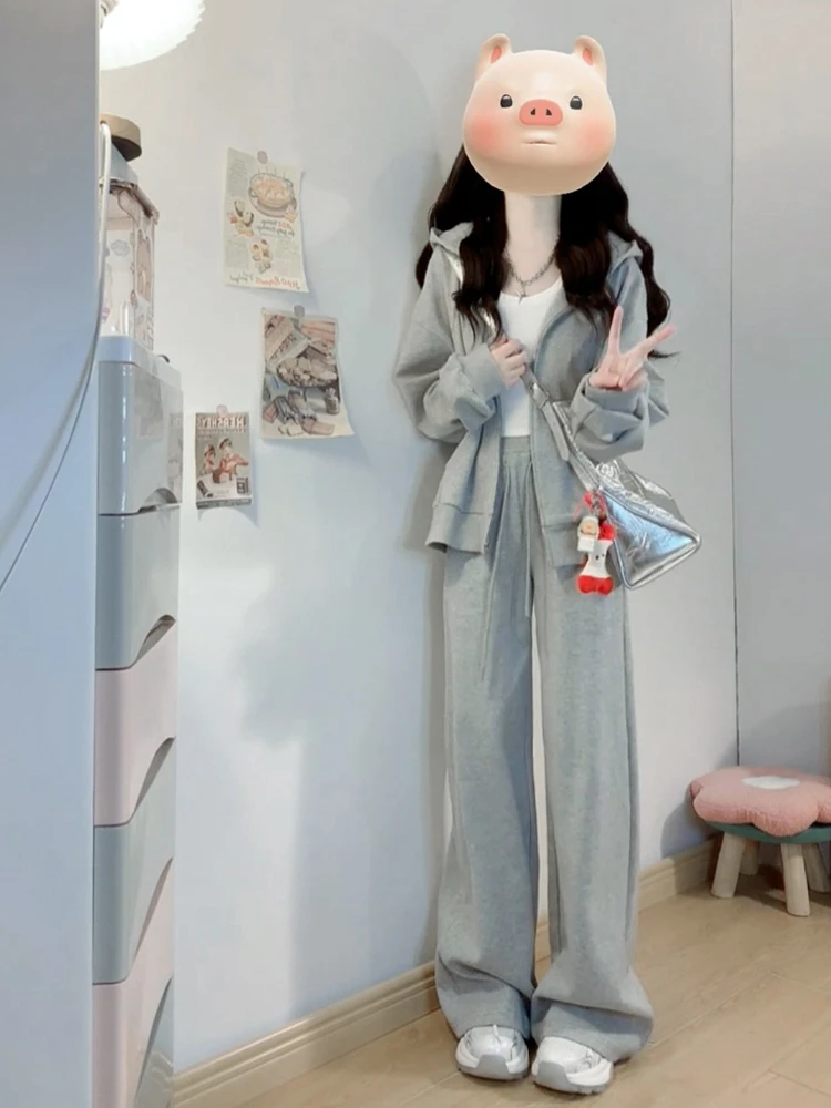 Early Autumn Casual Sportswear Hoodie Set Women's Unique Beautiful Korean Sle High-End Feelings Whole Set Matching