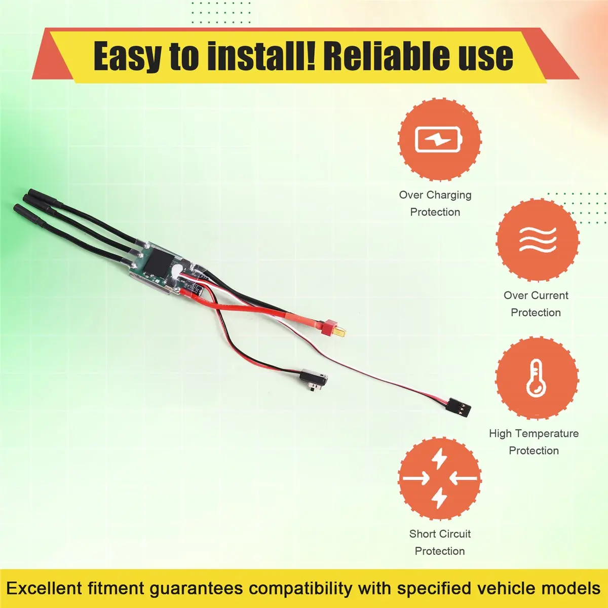 A48U AM32 60A Brushless ESC 2-3S RC Electronic Speed Controller W/ T Plug 4.0mm Plug for 2847/540/3650 Internal Motor