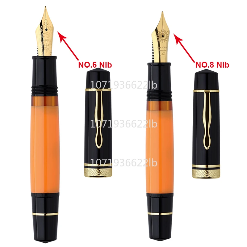 

MAJOHN P139 Orange Color Large Piston Fountain Pen No.8 F/M Nib Hard Rubber Tongue All-copper Structure Writing Gift Pen