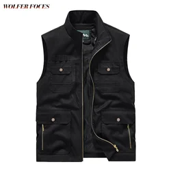 Tactisch Militair Vest Werk Mannen Mouwloze Parka Man Multi Pocket Jasje Denim Heren Viskleding Motorrijder Multi-Pocket