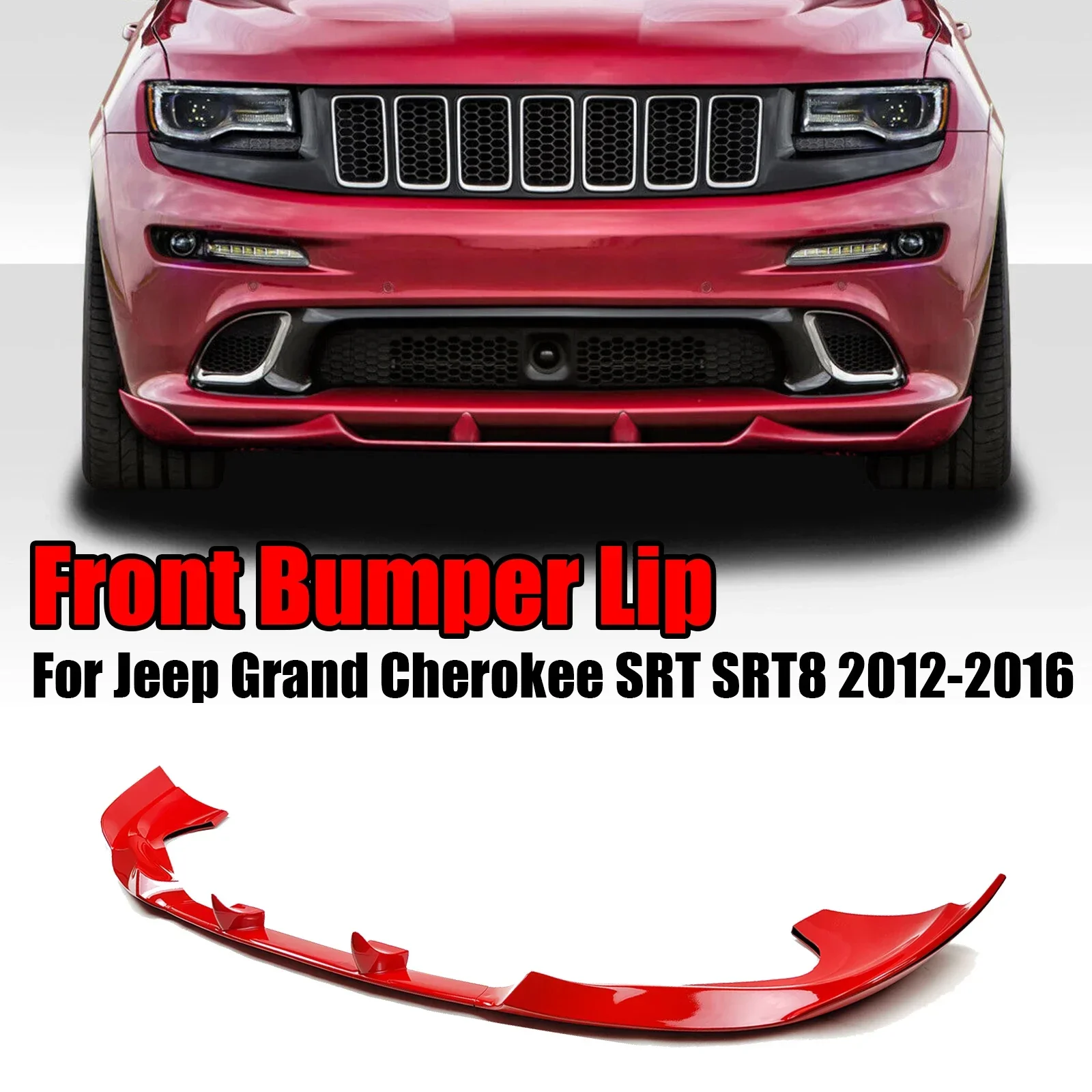 

For Jeep Grand Cherokee SRT SRT8 2012-2016 2013 2014 2015 Front Bumper Lip Splitter Carbon Fiber Style Matte Black Glossy Black