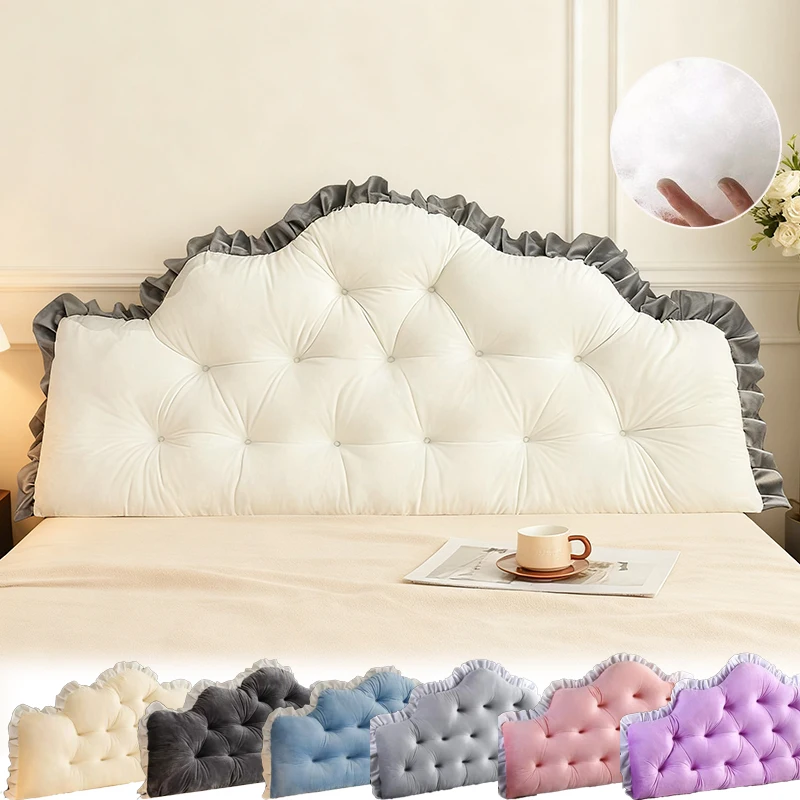 1PC New European Style Headboard Pillow Soft Bag Backrest Cushion with Ruffled Trim for Bedroom Living Room Decor All-Season