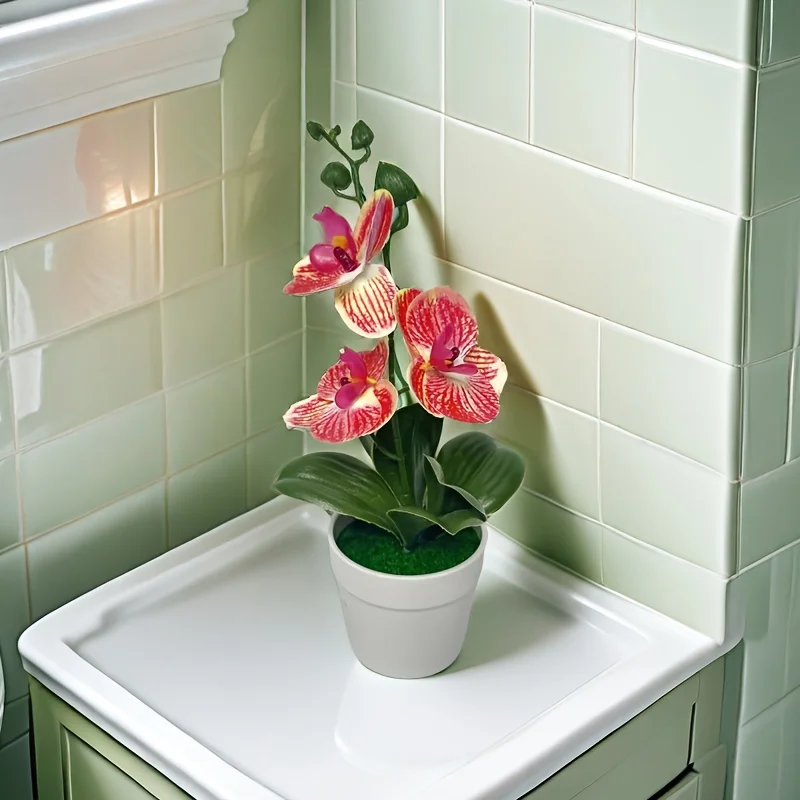 Künstliche Phalaenopsis-Blume im Topf, Blumenornamente, Heimdekoration, Künstliche Grünpflanze für Innendekoration
