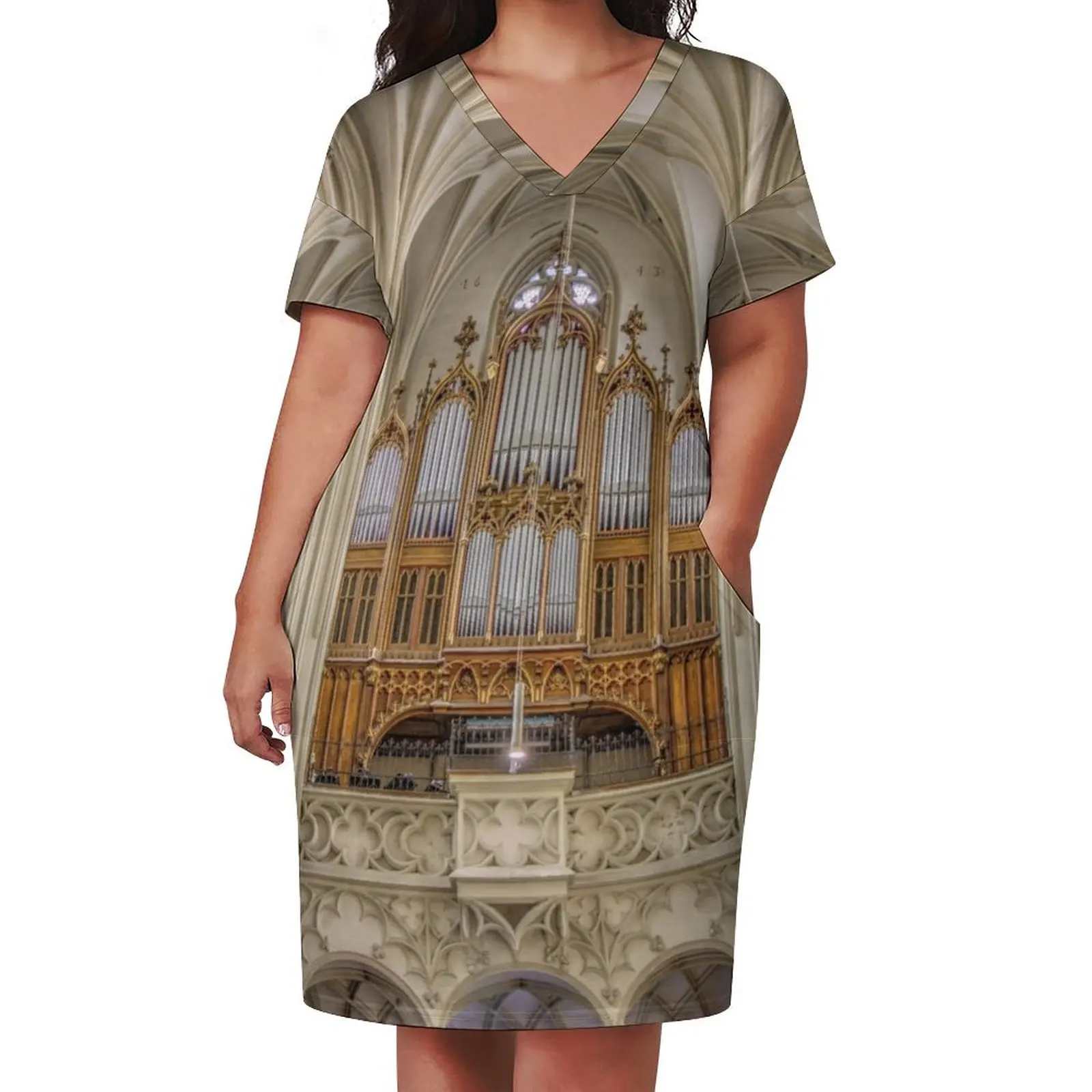 Pipe Organ Maria Am Gestade, 1010 Vienna Austria #2 Loose Pocket Dress Women's dresses prom dresses