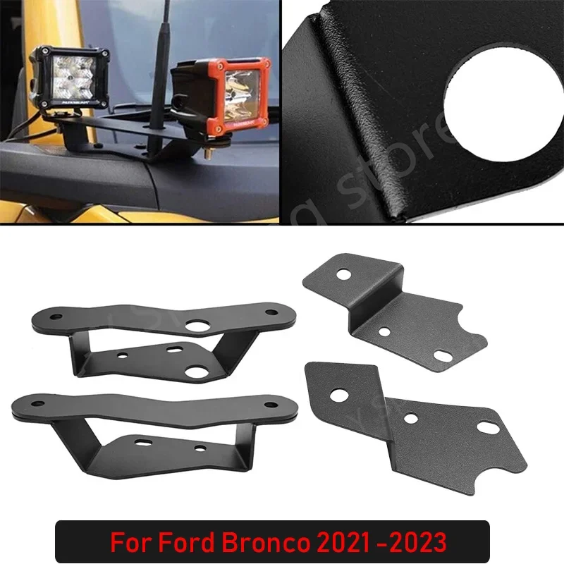 For Ford Bronco 2021 - 2023 2/4-Door 1/2 Pair A-Pillar Light Mounting Brackets Car LED Off Road Work Light Mounting Brackets