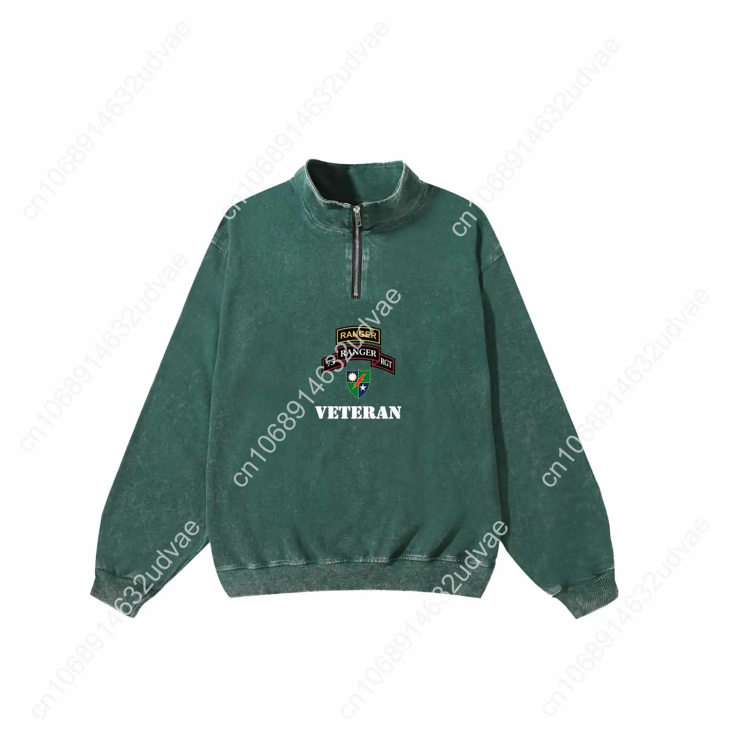 Felpa retrò veterano dell'esercito 75th Ranger Uomo Donna Adolescente Pullover vintage Mezza cerniera Sudore Top su misura Maglietta a maniche