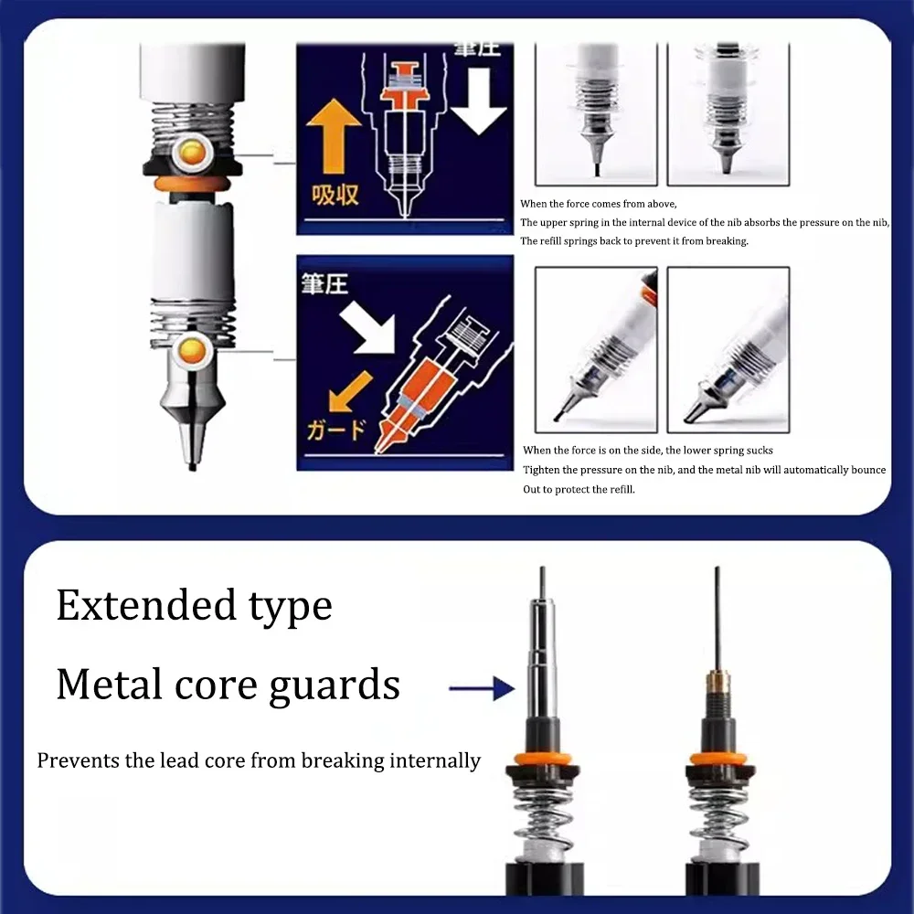 Imagem -04 - Zebra-lápis Mecânico Ma85 com Dual Spring Desenho Chumbo Constante Lápis Movable Material Escolar Bonito Papelaria 1pc Japão