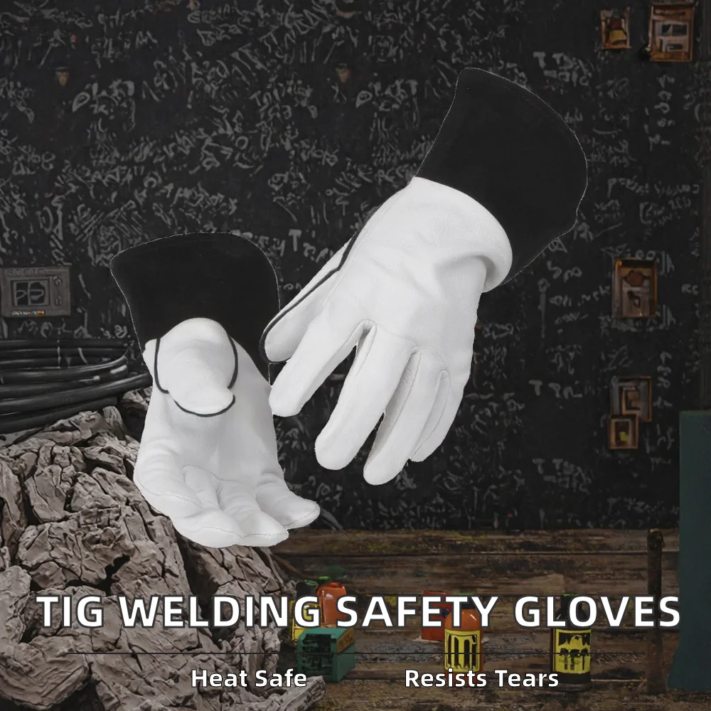 SAFETY Good Quality TIG Welding Gloves 11 oz Thick Safety Cuff Protect Welder Work Full Palm Split Leather Waterproof Heat