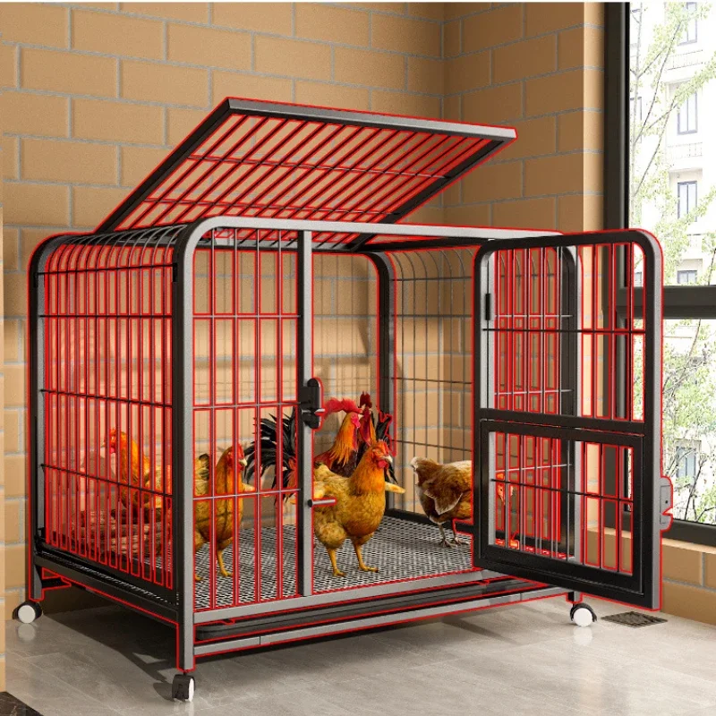 Large Breeding Cage Chicken Coop Chicken Coop Automatic Manure Cleaning Duck Coop Barbed Wire Balcony Outdoor Poultry Cage