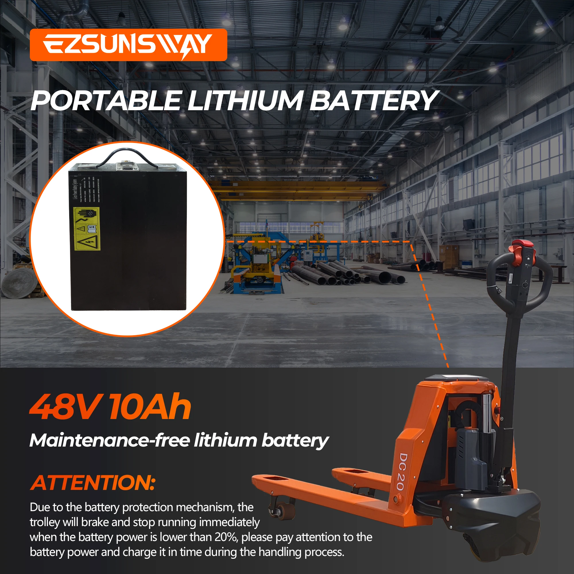 

2,0 т (4400 фунтов) Полностью электрический грузовик с поддоном, литиевая батарея 48 В, 48 x 27 дюймов, США