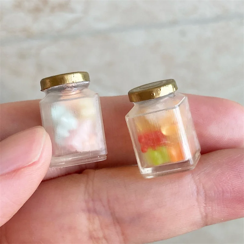 1 Stück Puppenhaus Mini Simulation Lebensmittel Spielzeug farbige Gummi Süßigkeiten Glas so tun, als spielen Küche Spielzeug Zubehör Mädchen Spielzeug Ornamente