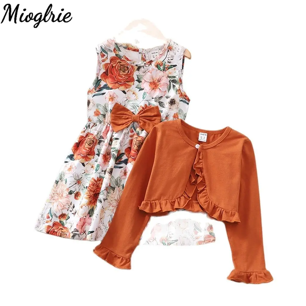 

Baby Girl Playsuit Dress Set Kids GIrl 4-7Y Long Sleeve + Flower Dress Toddler Baby Girl Cute Sweet Princess Party Dress