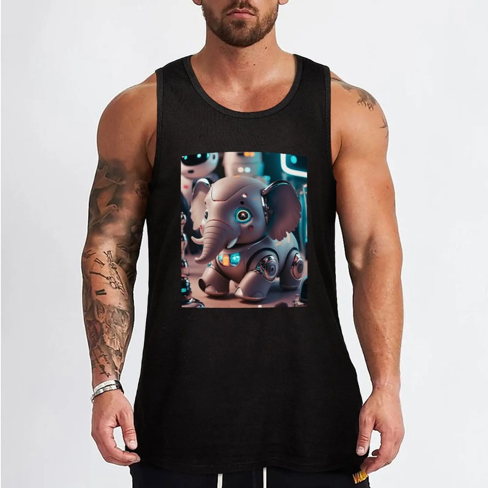 Elephant Portrait. robot elephant Tank Top gym accessories men Men's singlets clothing men