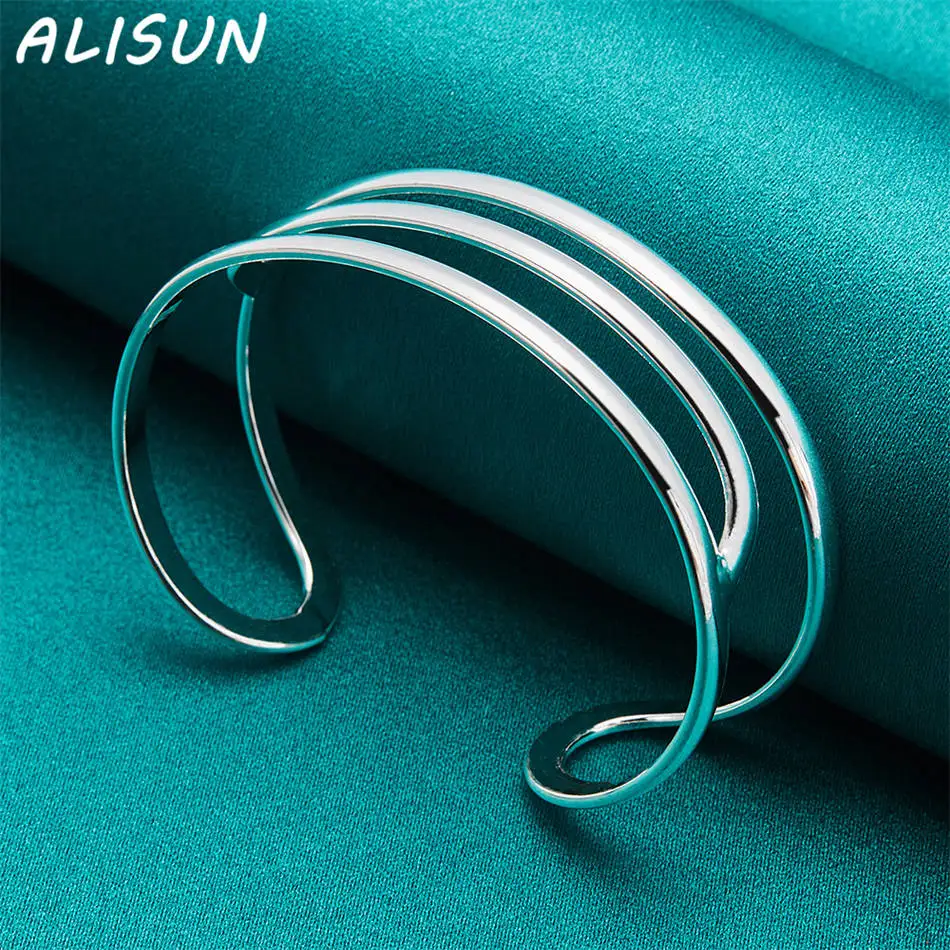 ALISUN 925 فضة تصميم خط مفتوح الإسورة للنساء هدايا الإبداع الشارع كل مباراة الحفلات والارتداء اليومي