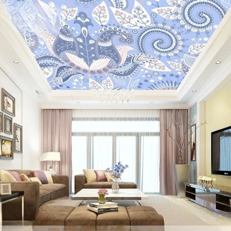 

MU8446 Wall Mural Ceiling Wallpaper Tropical Botanical Leaves Sky Flowers Print Living Room Bedroom Home Interior Decor