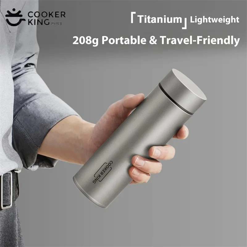كوب ترمس من التيتانيوم النقي سعة 450 مل من كوكر كينج، زجاجة مياه معزولة خفيفة الوزن مع مصفاة شاي، كوب قهوة للمكتب المنزلي