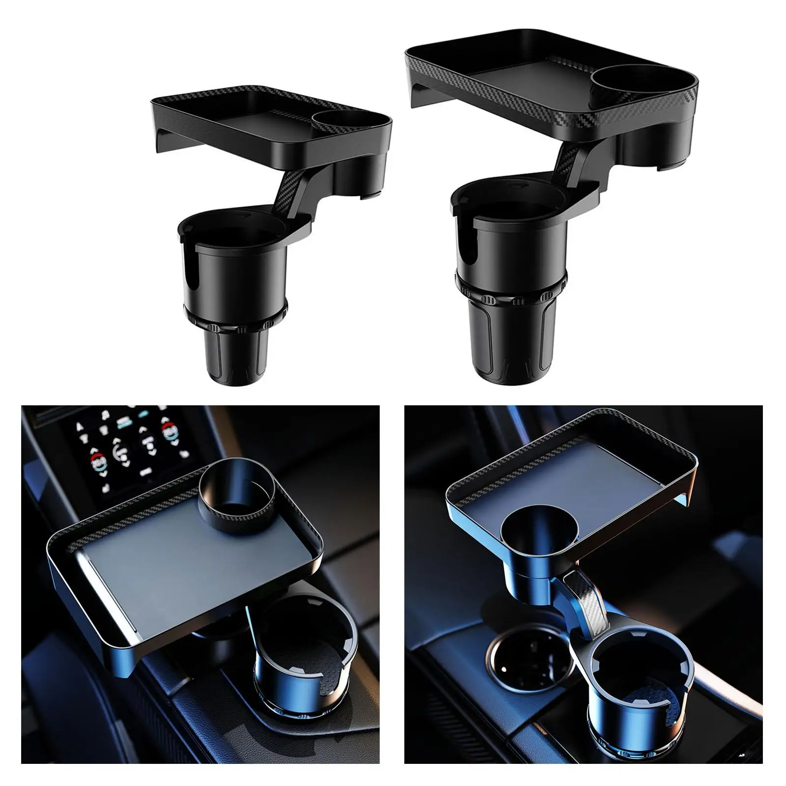 Cup Holder Expander 360 Rotatable Dual Holder Organizer Adjustable Insert Fits for Drinks Burgers French Fries 18kg
