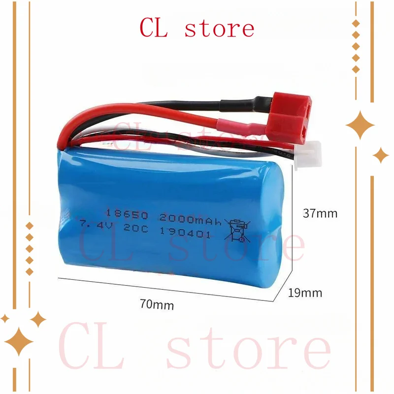 7.4V 2000mAh 2s Lipo Battery T Plug USB Charger for RC Car Off Road Truck Boat