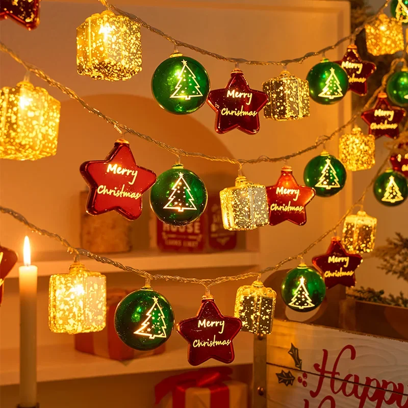 Luz de natal corda doce cana santa cluas boneco de neve lâmpada árvore de natal cordas de luz pendurado ornamentos feliz natal decoração 2025