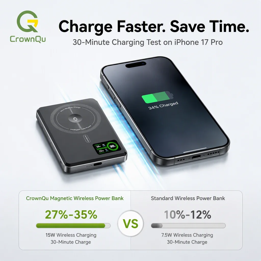 자석식 무선 보조배터리 Qi 2.1 USB-C 고속 충전 휴대용 외장 배터리 (아이폰 12-17 Pro, 워치, 에어팟 호환) 5000/10000mAh 썸네일 6