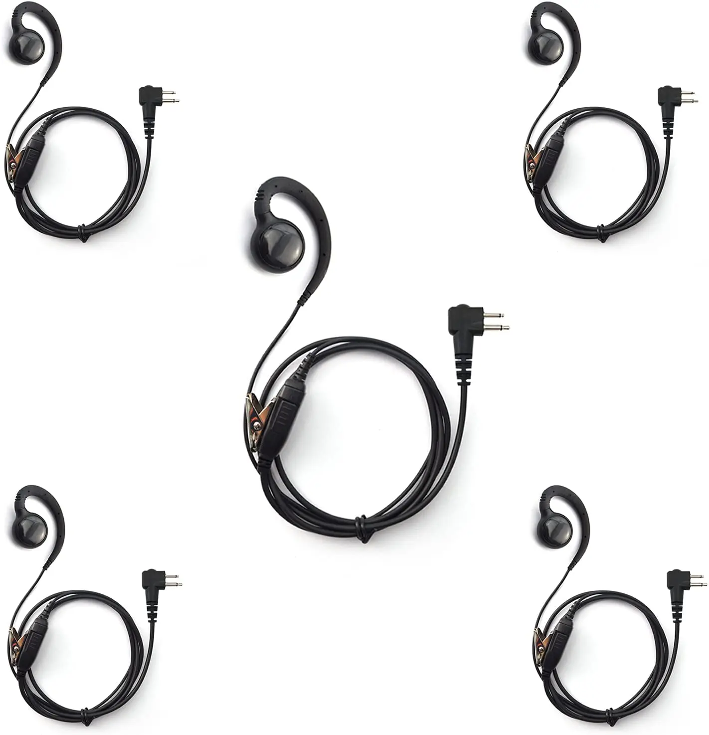 RISENKE-Earpiece Headset with PTT Button Mic,for Motorola Two-Way Radio,Walkie Talkies,CP200D,CLS1110,CLS1410,EP450,GP308, 5 Pcs