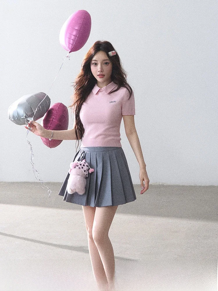 

LulusMiracle Miu High Intelligence 100 Wool Knitted Top Skirt Set Girls Note Fashionable Midweight Shirt Style Set